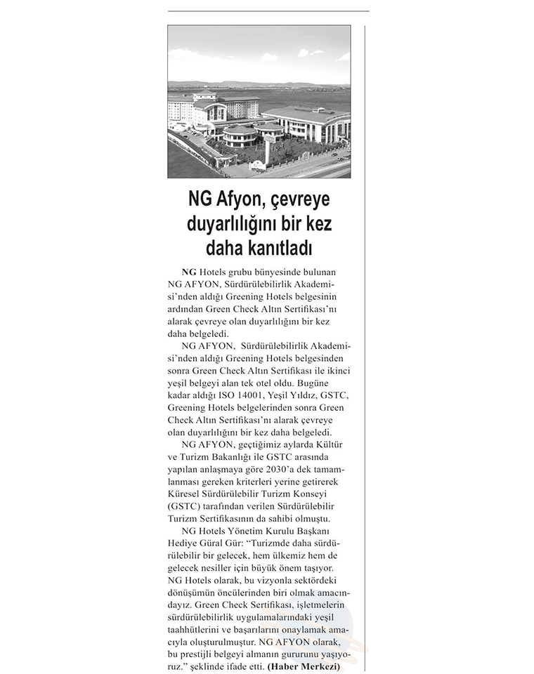 Ng Hotels Basinda Biz Cevre Duyarliligi Ng Afyon Card