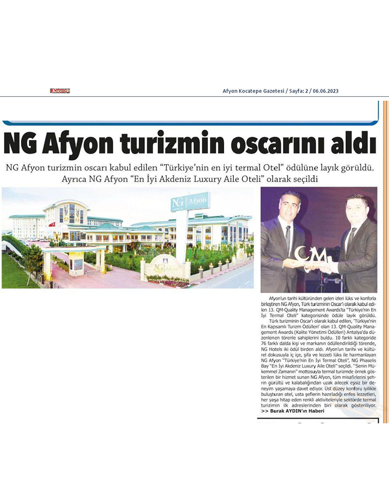 Ng Hotels Basinda Biz Afyon Kocatepe Gazetesi